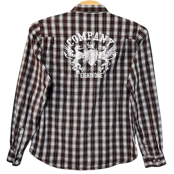 Company81 Men's Red Plaid XXL Button‎ Up 100% Cotton Long Sleeve Back Large Logo - Picture 1 of 5
